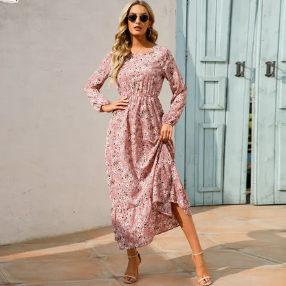 Myrel Floral Tiered Chiffon Maxi Dress – High Waist