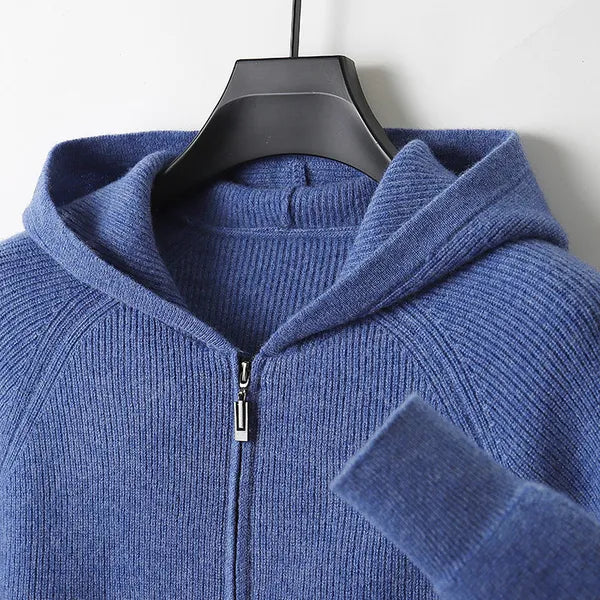 Osten Sweater – Soft Wool Blend Hooded Zip Cardigan