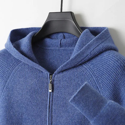Osten Sweater – Soft Wool Blend Hooded Zip Cardigan