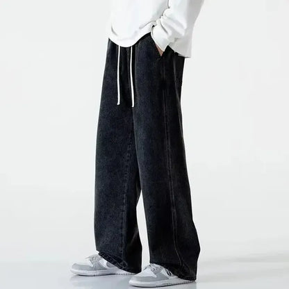 Remo Jeans – Baggy Fit Elastic Waist Washed Denim