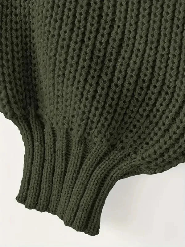 Viona Crop Sweater – Soft Blouson Mock Neck Knit