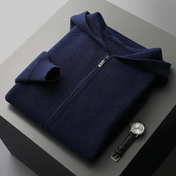 Osten Sweater – Soft Wool Blend Hooded Zip Cardigan