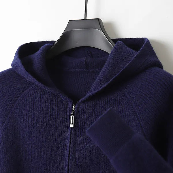 Osten Sweater – Soft Wool Blend Hooded Zip Cardigan