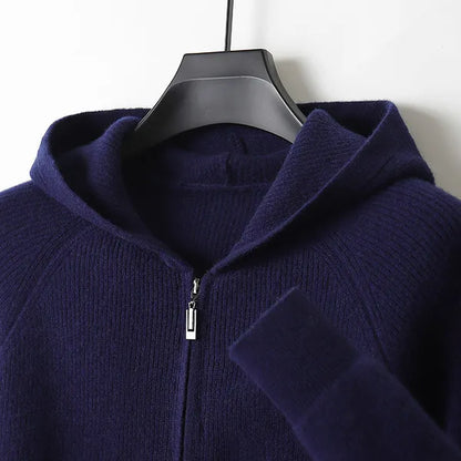 Osten Sweater – Soft Wool Blend Hooded Zip Cardigan