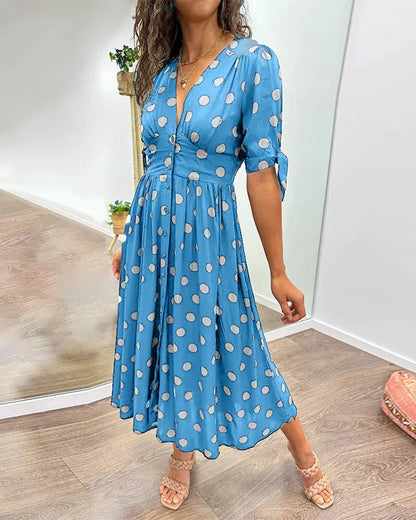 Vivienne Polka Dot V-Neck Dress