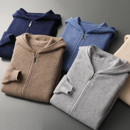 Osten Sweater – Soft Wool Blend Hooded Zip Cardigan