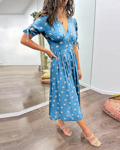 Vivienne Polka Dot V-Neck Dress