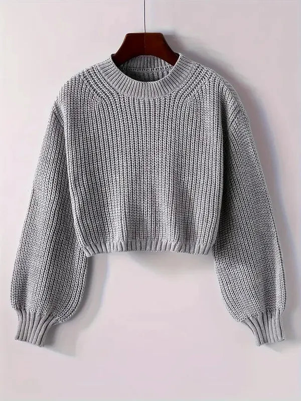 Viona Crop Sweater – Soft Blouson Mock Neck Knit
