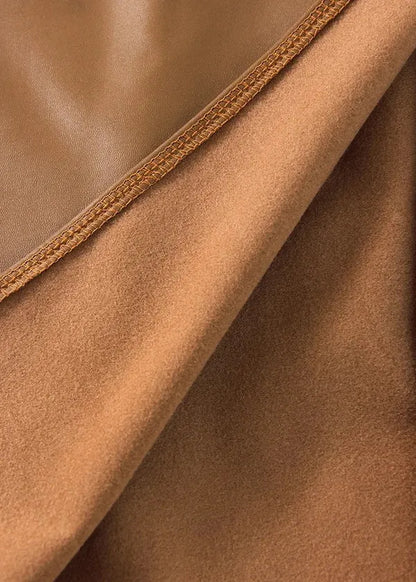 Maeve Premium Leather Midi Skirt with Front Slit