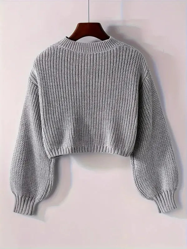 Viona Crop Sweater – Soft Blouson Mock Neck Knit