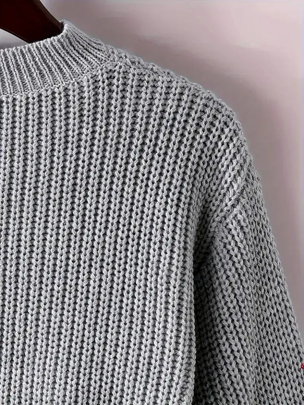 Viona Crop Sweater – Soft Blouson Mock Neck Knit