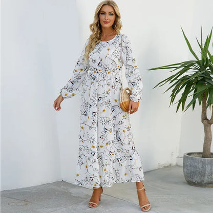 Myrel Floral Tiered Chiffon Maxi Dress – High Waist