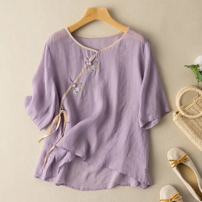 Amara Linen Shirt – Breathable Cotton-Linen Half-Sleeve