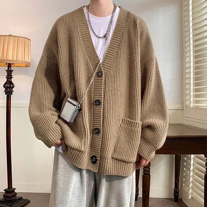 Watin Cardigan – Soft Ribbed Cotton-Wool V-Neck
