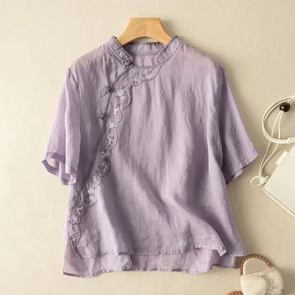Brisa Linen Shirt – Cropped Cotton-Linen Top