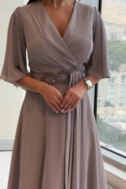 Savina V-Neck Maxi Dress – Fluid Elegance Day & Night