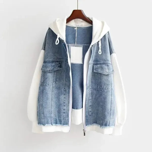 Renzo Jacket – Denim & Hooded Faux Layered Zip Jacket