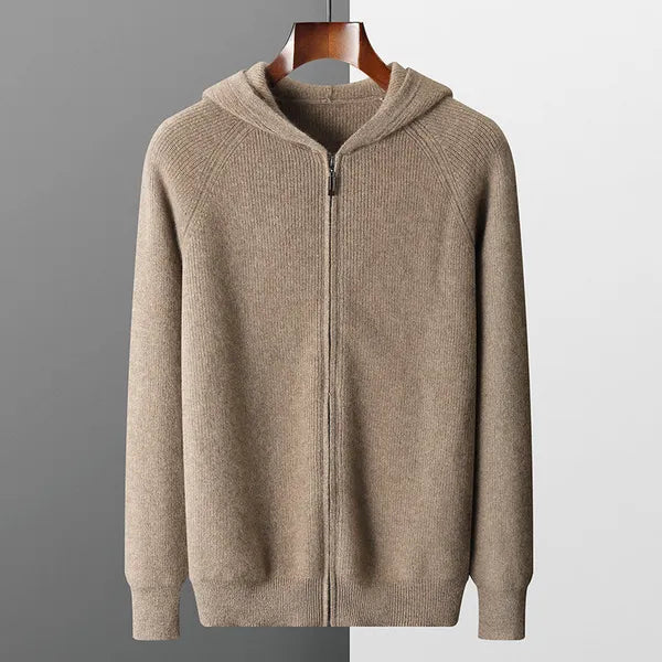 Osten Sweater – Soft Wool Blend Hooded Zip Cardigan