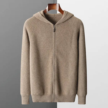 Osten Sweater – Soft Wool Blend Hooded Zip Cardigan