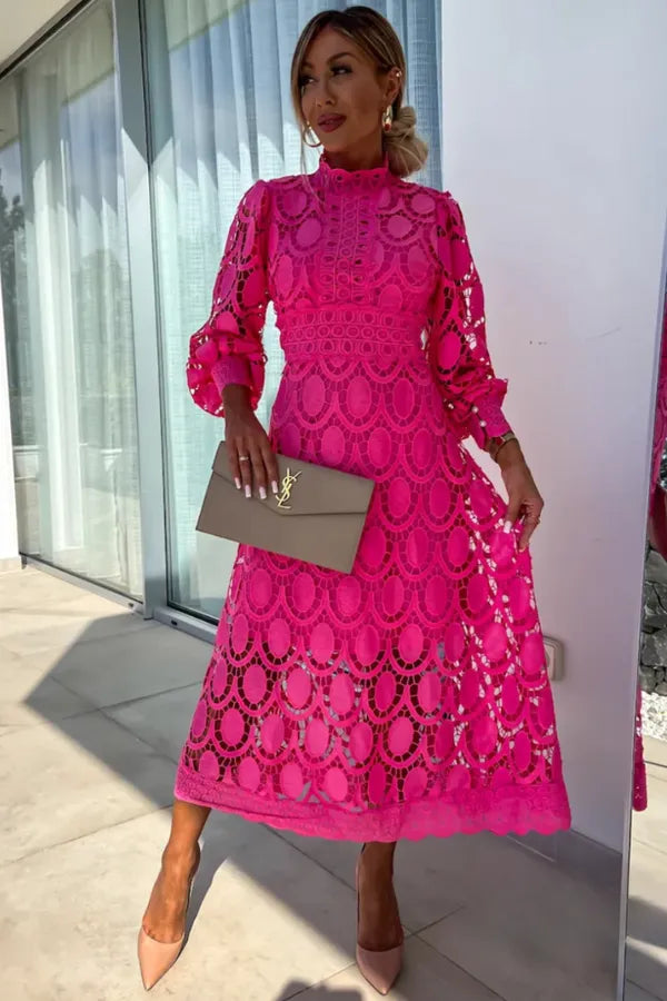 Bellaire Lace Midi Dress – Elegant & Feminine
