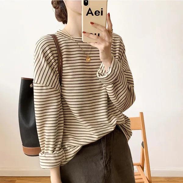 Rebecca Long-Sleeve Striped Cotton Shirt
