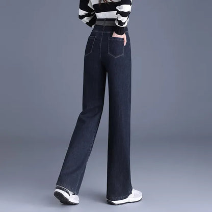 Meira Denim Pants – Elastic High-Waist Straight Cut