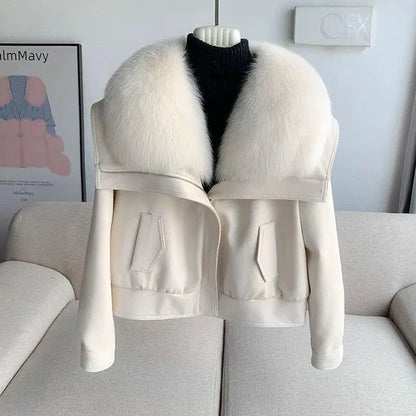Andra Jacket – Faux Fur Collar Double-Faced Coat
