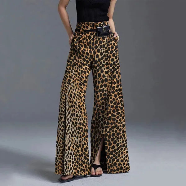 Revlin Wide-Leg Pants – High-Waist Split-Front Style