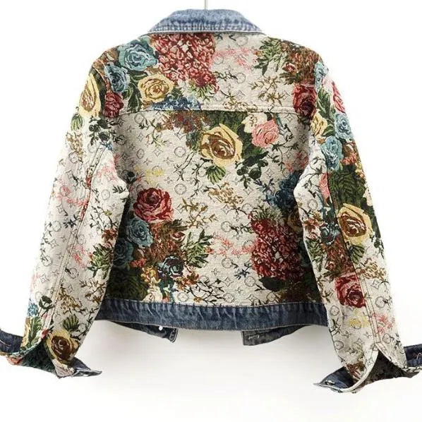 Fiora Floral Denim Jacket – Relaxed Fit, Cotton Blend
