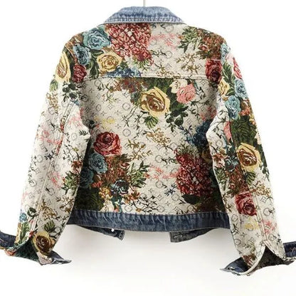 Fiora Floral Denim Jacket – Relaxed Fit, Cotton Blend