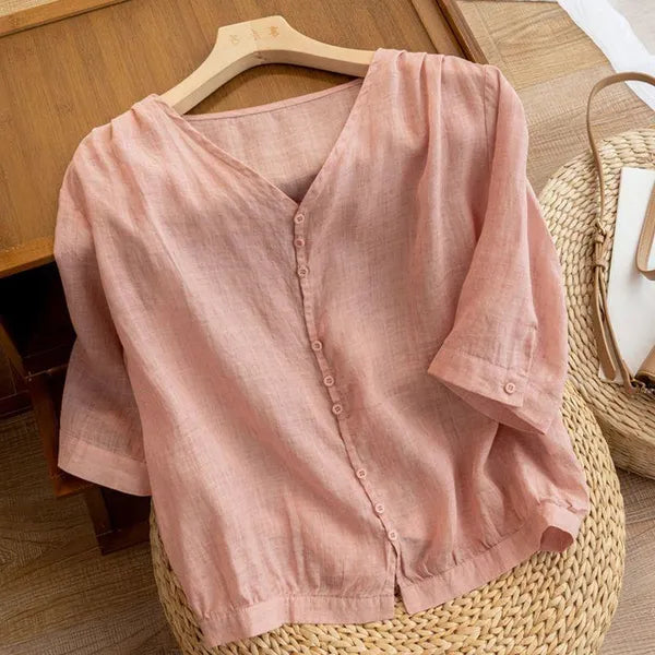 Zyla Cotton Blouse – Soft, Breathable Button-Down Top