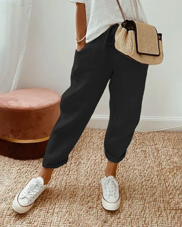 Marina High-Waist Straight-Leg Pants – Women's Trousers