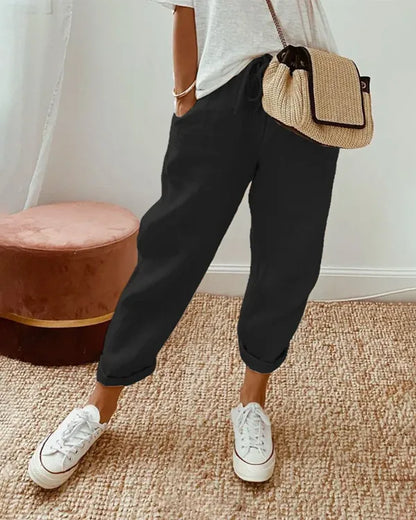 Marina High-Waist Straight-Leg Pants – Women's Trousers