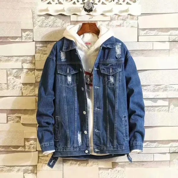 Drex Denim Jacket – Distressed Raw Edge Streetwear