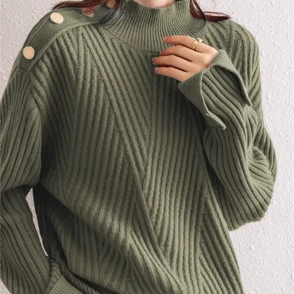 Niko Oversized High Neck Cotton Blend Sweater