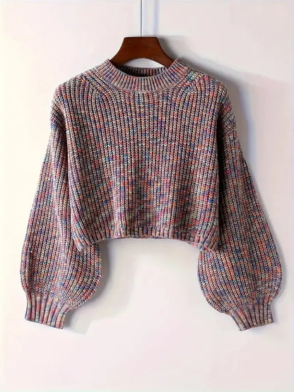Viona Crop Sweater – Soft Blouson Mock Neck Knit