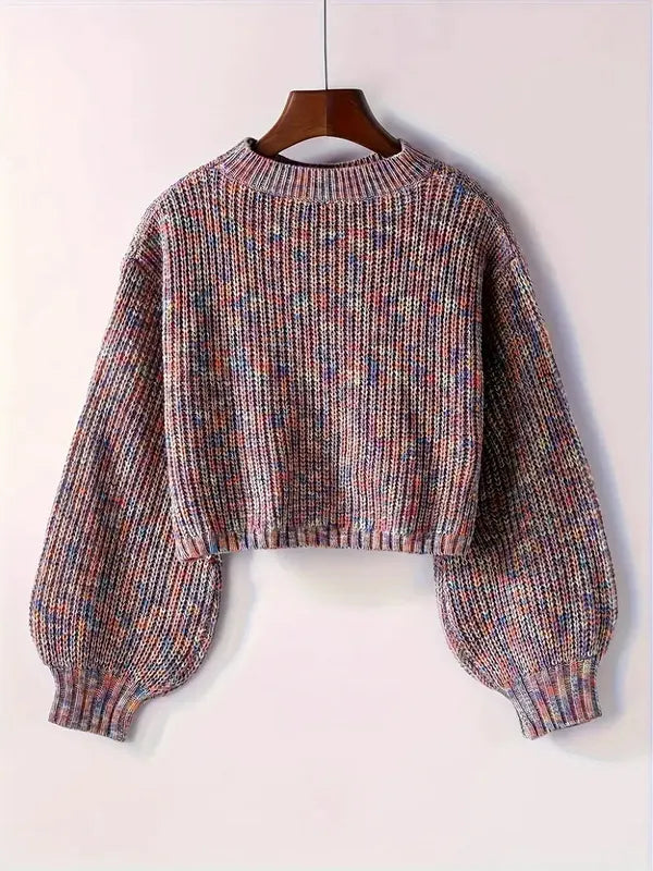 Viona Crop Sweater – Soft Blouson Mock Neck Knit