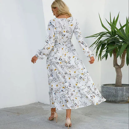 Myrel Floral Tiered Chiffon Maxi Dress – High Waist