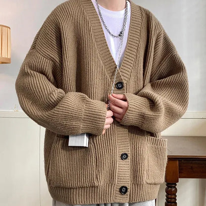 Watin Cardigan – Soft Ribbed Cotton-Wool V-Neck
