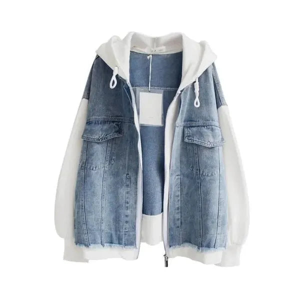 Renzo Jacket – Denim & Hooded Faux Layered Zip Jacket