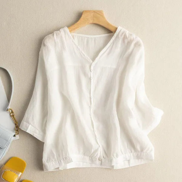 Zyla Cotton Blouse – Soft, Breathable Button-Down Top