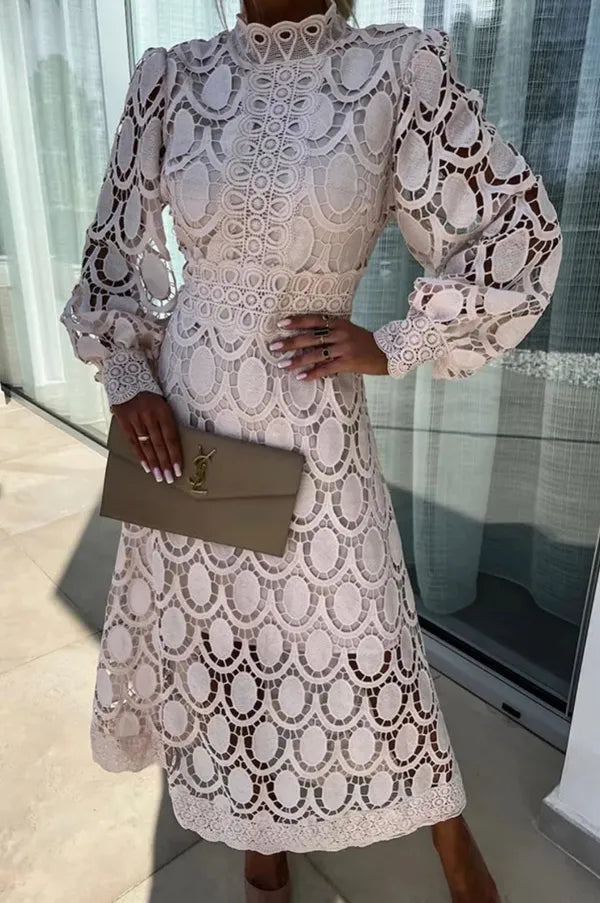 Bellaire Lace Midi Dress – Elegant & Feminine