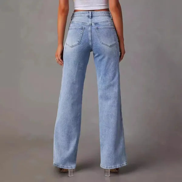 Estra Wide Leg Jeans – Vintage Washed Non-Stretch Denim