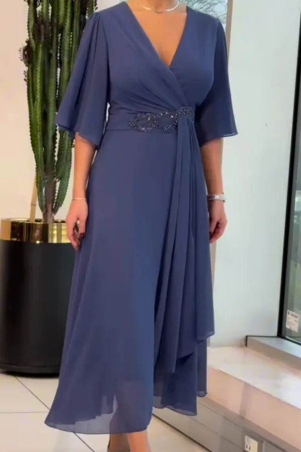Savina V-Neck Maxi Dress – Fluid Elegance Day & Night