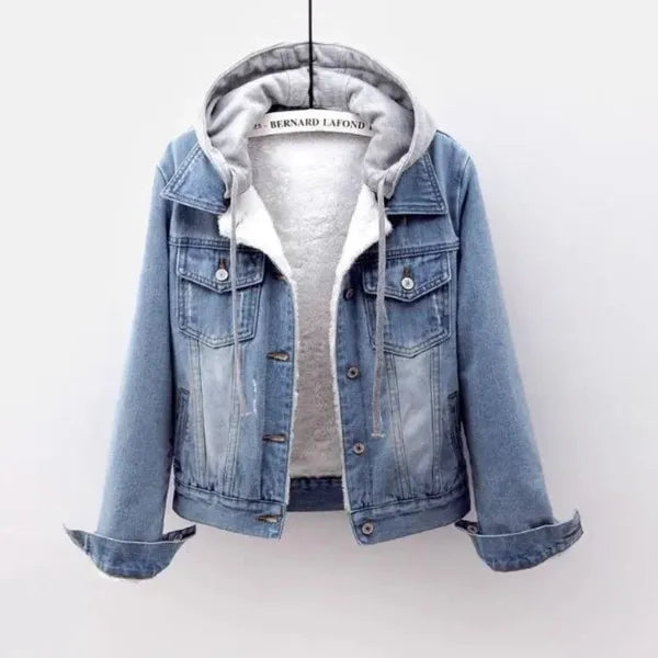 Syla Denim Jacket — Detachable Hood & Fleece Lined