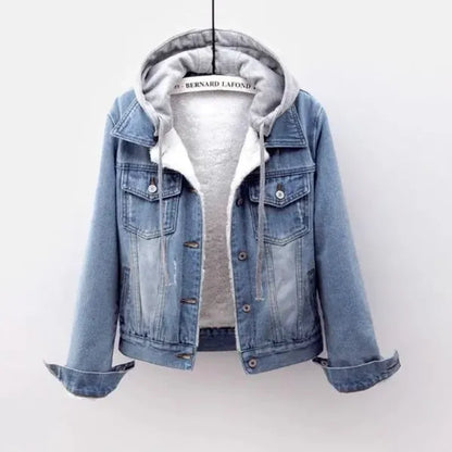 Syla Denim Jacket — Detachable Hood & Fleece Lined