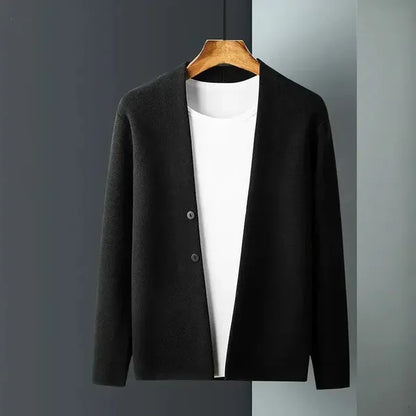 Pavron Ribbed Wool Cardigan – Two-Button Knit