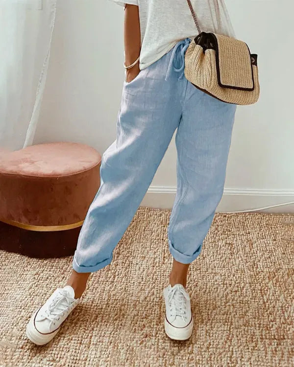 Marina High-Waist Straight-Leg Pants – Women's Trousers