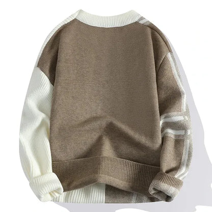 Mevrick Plaid Knit Sweater – Relaxed Crew Neck