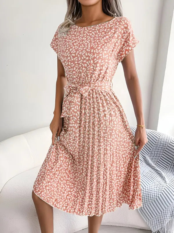 Roselyn Pleated Floral A-Line Dress